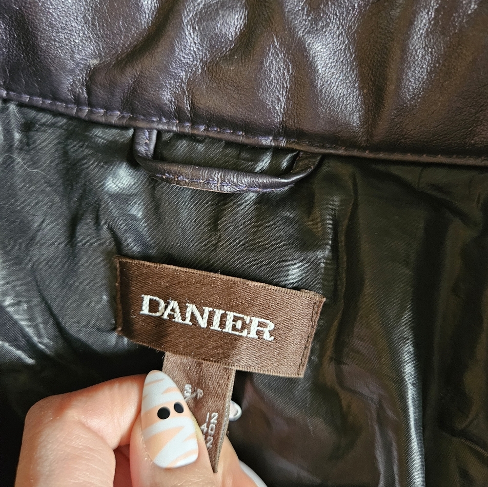 Archival DANIER Plum Longline Leather Moto Winter Rider Coat Side Zips Sz S - Picture 8 of 14